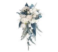 Artificial Silk Wedding Bouquet Cascading Waterdrop Design for Bride Rustic Ceremony Decor