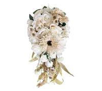 Artificial Silk Wedding Bouquet Cascading Waterdrop Design for Bride Rustic Ceremony Decor