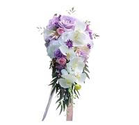 Artificial Silk Wedding Bouquet Cascading Waterdrop Design for Bride Rustic Ceremony Decor
