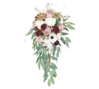Artificial Silk Wedding Bouquet Cascading Waterdrop Design for Bride Rustic Ceremony Decor