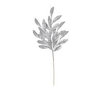 Artificial Silver Christmas Glitter Bay Leaf Spray H60 Cm