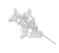 Artificial Silver Glitter Leaf and Butterfly Stem 70cm