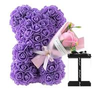 Artificial Simulated Ro-se Bear | Ro-se Bear Valentines Day Flower Gift For Her, Cute Artificial Forever Flower Ro-se With Clear Box, Romantic Valentine Bear For Valentine's Day An-niversary Gift