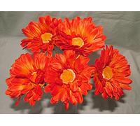Artificial Single Stem Gerbera with Big Bloom - very dramatic - home garden (12 Pack, Orange)
