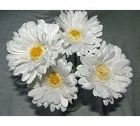 Artificial Single Stem Gerbera with Big Bloom - very dramatic - home garden (12 Pack, White)