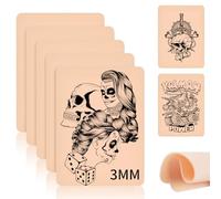 Artificial Skin Tattoo 3 mm, Pack of 5 20 x 15 cm Tattoo Skin for Practice, Blank Skin Practice Skin Tattoo, Fake Skin for Training and Practice, Double Sided Silicone Tattoo Skins, Fake Skins for