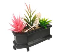 Artificial Skull Flower Pot with Artificial Succulents Decorative Coffin Plant Skull Flower Pot for Desk and Bedroom Skeleton Decoration
