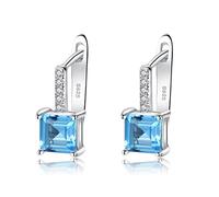 Artificial Sky Blue Topaz Clip On Earrings Topaz Dangle Earring Jewelry Gem Gift For Women