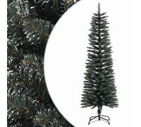 Artificial Slim Christmas Tree 150cm Green PVC Steel Stand Snowy 208 Tips Bushy
