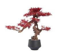 Artificial Small Bonsai Tree Artificial Bonsai Tree in Pot Faux Potted Pine Plants Leaf Artificial Tree, Red Maple Bonsai, Zen Potted Plant Desktop Decor for Indoor Home Office Living Room Fake Plant