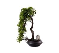 Artificial Small Bonsai Tree Artificial Tree Potted Black Ceramic Flowerpot Simulation Fake Plant Pebbles Artificial Tree Desktop Display Room Office Home Decoration Living Room Fake Plant Greenery D