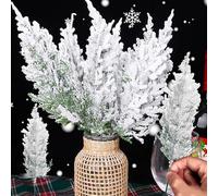 Artificial Snowflake Pine Branches Christmas Fake Green Plants Pine,style4 | 10/5PCS Artificial Pine Branches Fake Green Pine Leaves Stems DIY Garland Xmas Tree Ornaments New Year Party Tabletop Decor