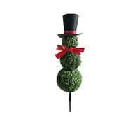 Artificial Snowman Topiary, Green Foliage Christmas Outdoor Yard Decor | Removable Simulation Plant With Hat & Bow For Porch&Garden.Includes Ground Stake&Pot.Weather-Resistant Winter Holiday Display