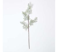 HOMESCAPES Artificial Flowers for Decoration, Realistic Fake Snowy Pine Stem Christmas Flowers, Festive Xmas Plastic Faux Floral Arrangements Indoor Outdoor Home Party Decor - Green, White 27cm