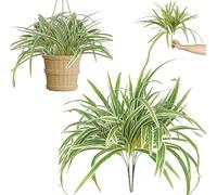 Artificial Spider Plant Large 23.6In Fake Greenery Plants UV Resistant Outside Faux Plants Bushes for Indoor Table Outdoor Planter Decor