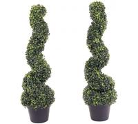 Artificial Spiral Tree - 90cm High - Single or Set of 2 - UV Resistant, Weatherproof Decorative Spiral Topiary for Indoor & Outdoor Use - Weighted Pot for Stability (Pair)
