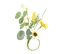 Artificial Spring Flowers Leaf Napkin Rings With Floral Pearl Buckle Farmhouse Ring Holder Weddings All Year Table Decoration