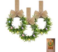 Artificial Spring Wreath with Colorful Eggs Flowers,Mini Easter Wreaths,Spring Artificial Greenery with Pastel Eggs,for Kitchen Cabinets Window, Front Door, Spring -Green Decor for Home(4pcs)