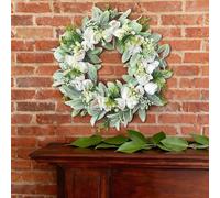 Artificial Spring Wreath with Tulip Daisy Rabbit Ears, 40cm Handcrafted Silk Floral Garland for Easter Thanksgiving Door Wall Home Decor, Vibrant Harvest Decoration