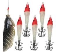 Artificial Squid Lure, 5 Phosphorescent Jigs for Lance, Lures for Night Fishing | for Catfish Trout Perch Saltwater Kayak Boat Lake River