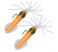 Artificial Squid Lures 2 Pack of Prerigged Jigs, Enhanced Visibility for Attracting, and King Fish (13.5cm 35.5g I)