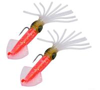 Artificial Squid Lures 2 Pack of Prerigged Jigs, Enhanced Visibility for Attracting, and King Fish (13.5cm 35.5g E)