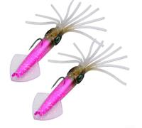 Artificial Squid Lures 2 Pack of Prerigged Jigs, Enhanced Visibility for Attracting, and King Fish (13.5cm 35.5g H)