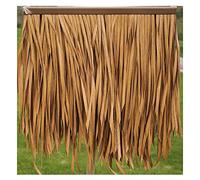 Artificial Straw Thatch Roof Simulation 20pcs Retro PVC Pavilion Umbrella with Wooden Eaves Palm Grass Decoration for Outdoor Garden 0.5x0.5m (Yellow)