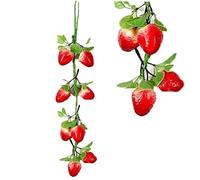 Artificial Strawberry Garland Fake Fruit Hanging Decoration Lifelike Simulation Plant Vine for Home Party Decor Photo Props