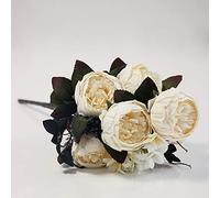Artificial Suede Peony Flower Bouquet (NO.6) 4 Colours Wedding Centrepiece Decor (Cream)