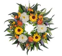 Artificial Summer Wreath for Front Door Flower Wreath Eucalyptus Summer Door Wreath Decorative Door Garland for Home Decor 40cm Summer Door Wreaths Front Door Flower Wreath Summer Eucalyptus Wreaths