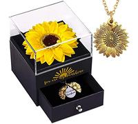 Artificial Sunflower Gifts for Women Her Daughter Girlfriend Wife Mom Friends Sisters Aunt You are My Sunshine Necklace with Gift Box for Birthday Wedding Mother's Day Xmas Present Plastic No Gemstone