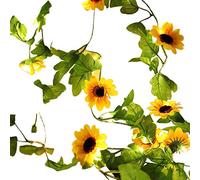 Artificial Sunflower Lights String, Battery Powered Fairy Sunflower Lights, Garland Wreath Light for Garden Yard Decoration, Hanging Silk Flowers Light for Valentine Wedding Birthday Decor (Yellow)