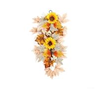 Artificial Sunflower Maple Leaf Wall Decor 50cm Autumn Indoor Outdoor | Plastic build resists fading easy hanging loop generous 50x37cm size suits doors walls or fences