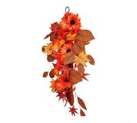 Artificial Sunflower Maple Leaf Wall Decor 50cm Autumn Indoor Outdoor | Plastic build resists fading easy hanging loop generous 50x37cm size suits doors walls or fences