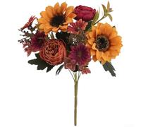 Artificial Sunflower Peony Chrysanthemum Bouquet, 6-Head Silk Floral Arrangement for Wedding Home Decor, Lifelike & Fade-Resistant, Lightweight & No-Maintenance(A)