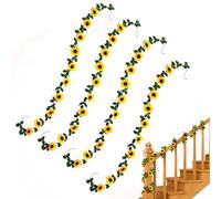 Artificial Sunflower Vine - 2.3m Silk Yellow Fake Sunflower Garland for Staircase, Wall, Garden, Party, Home Indoor Hanging Decor, Summer Wedding Event Decoration, Cheerful Floral Display