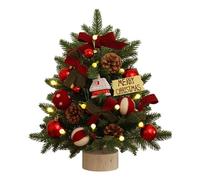 Artificial Table Top Christmas Tree - 18 Inch Lightweight Table Shops Ornaments Holiday Accessories Traditional Christmas Decorations with Festive Scene for Living Room Dining Table Study Bedroom