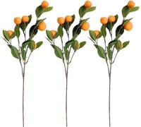 Artificial Tangerine Branches, Simulation Orange Branches, Lifelike Fake Fruit Picks Stems with Green Leaves for Decorative Vase Flower Kitchen Party Table Home Decor (3pcs)