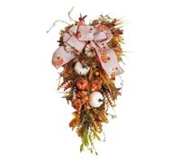 Artificial Teardrop Swag - Fall Halloween Door Wreath | Autumn Hanging Decoration | Window & Shop Display Garland | Fabric Leaf Wall | Seasonal Floral Wreaths for & Home