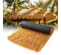 Artificial Thatch Grass Roof Roll Yellow Weatherproof Thatch Straw Roof | Large, Reusable, Waterproof DIY Decorative Thatch Roofing Material Roof Cover for Fence Patio Bar Hut Beach Party(1x5m)