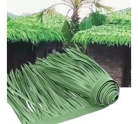 Artificial thatch roofing roll garden tiki bar straw roof thatch roll artificial palm roof leaves for fencing decking Patio Umbrella Fence Party Decoration(Size:4m/13.1ft,Color:green)