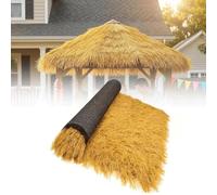 Artificial Thatch Straw Roof Roll Garden Patio Cover Decor Synthetic Grass | Waterproof & Zero Maintenance Synthetic Thatch Roofing Yellow Artificial Palm Thatch for Tiki Bar Roof(1x5m)