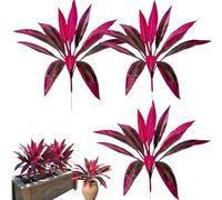 Artificial Ti Plant, 2026 New Large Realistic Artificial Boston Fern & Dragon's Blood Tree Plants, 21.6in Cordyline Red Plant, Vibrant Pink Purple Faux Foliage UV Resistant Outdoor Decor
