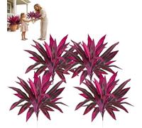 Artificial Ti Plant, 21.6in Vibrant Outdoor Ferns, Large Realistic Artificial Boston Fern & Dragon's Blood Tree Plants,Artificial Outdoor Plants UV Resistant,No Watering,No Sunlight,No Effort (4pc)