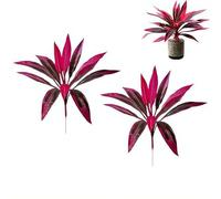 Artificial Ti Plant,2Pcs Large Realistic Artificial Boston Fern & Dragon's Blood Tree Plants,Realistic Red Cordyline Fake Indoor Outdoor Plants, No Maintenance Plant for Home Patio Garden Decor (Red)