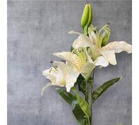 Artificial Tiger Lily Large Stem - Long Silk Flower Spray (Ivory)