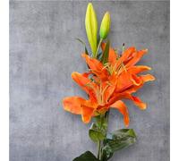 Artificial Tiger Lily Large Stem - Long Silk Flower Spray (Orange)