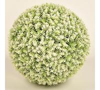 Artificial Topiary Balls, Realistic Fake Boxwood Topiary Leaf Plants Ball, Lifelike Faux Plants Decoration Patio Garden Indoor Outdoor, Easy to Assemble(White,53cm)