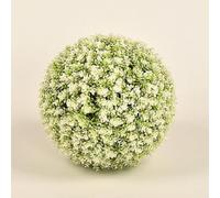 Artificial Topiary Balls, Realistic Fake Boxwood Topiary Leaf Plants Ball, Lifelike Faux Plants Decoration Patio Garden Indoor Outdoor, Easy to Assemble(White,33cm)